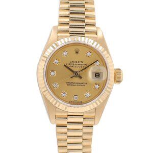 Rolex Datejust  79178 26mm Champagne Diamonds Dial Fluted Bezel President Band